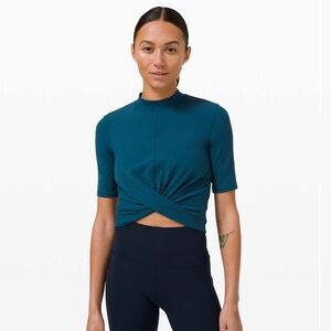 Lululemon wrap front mock neck crop short sleeve